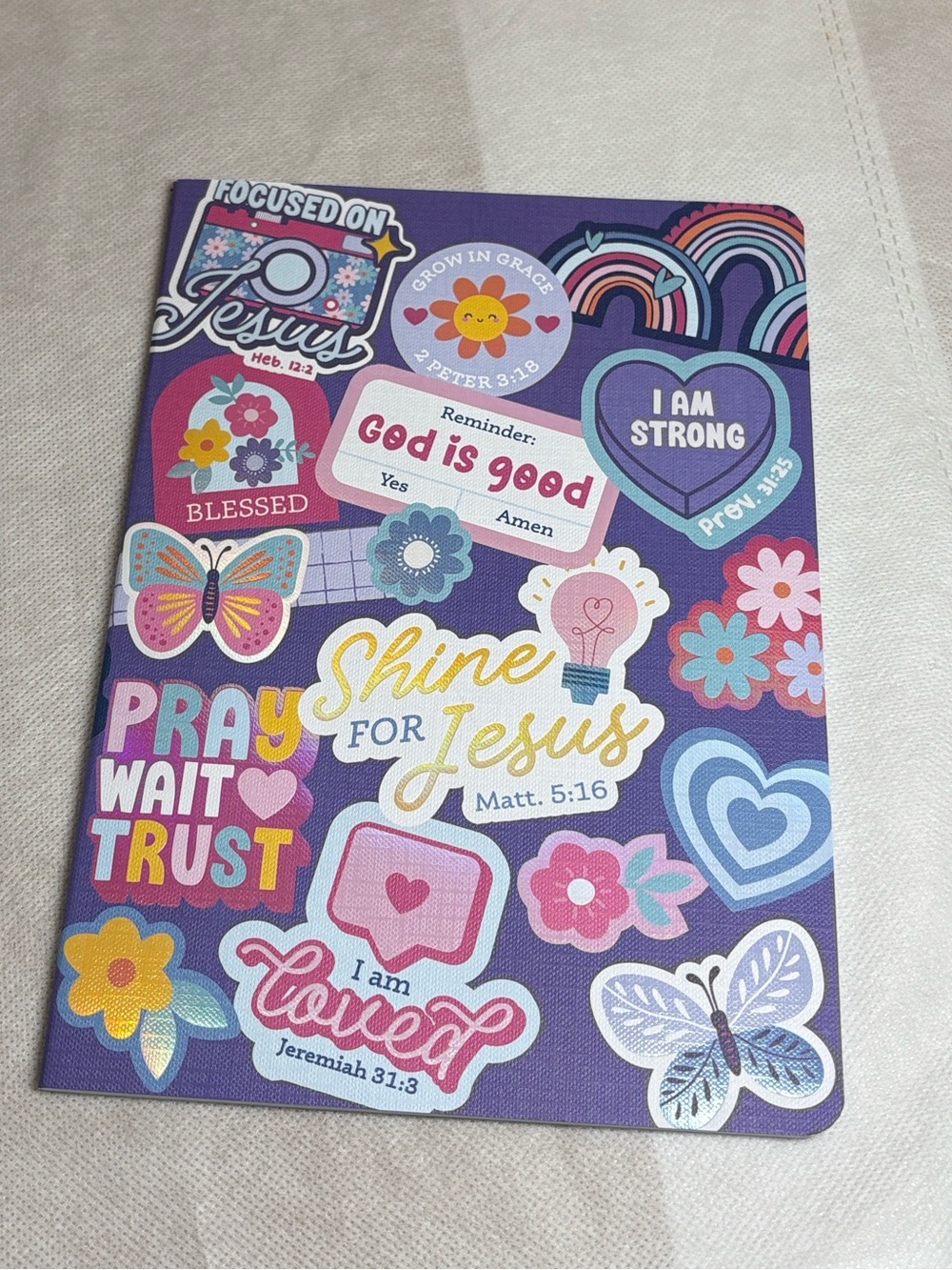 Journal Faith Love Purple Floral Hearts 64 Lined Pages Wide Ruled